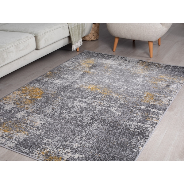 Eco Fogy 80 x 300 cm Zymta Winter Carpet - Grey / Dark Grey / Yellow