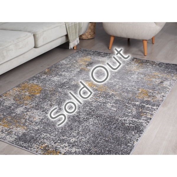 Eco Fogy 80 x 300 cm Zymta Winter Carpet - Grey / Dark Grey / Yellow