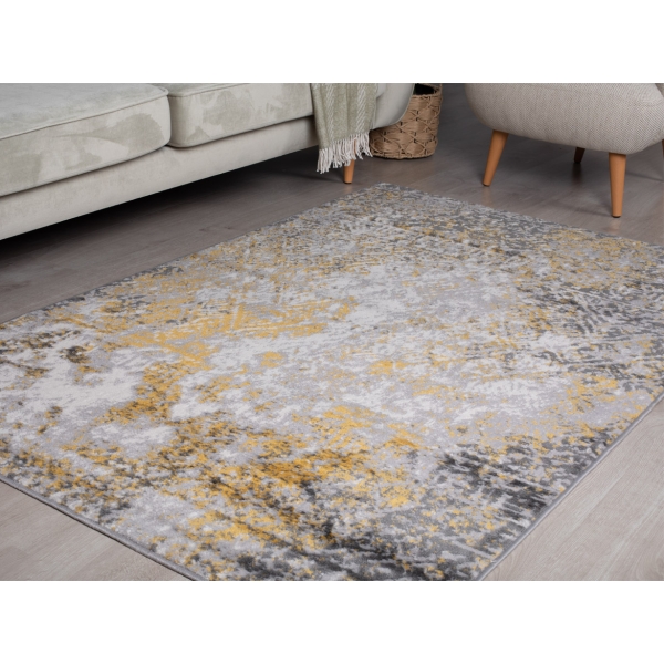 Eco Azelia 200 x 300 cm Zymta Winter Carpet - Yellow / Grey / Ecru / Dark Grey