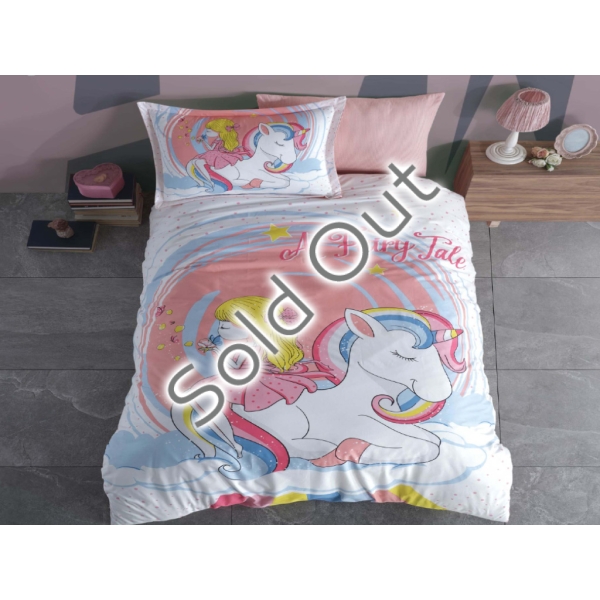 3 Pieces A Fairy Tale Single Duvet Cover Set 160 x 220 Cm - Blue / Pink