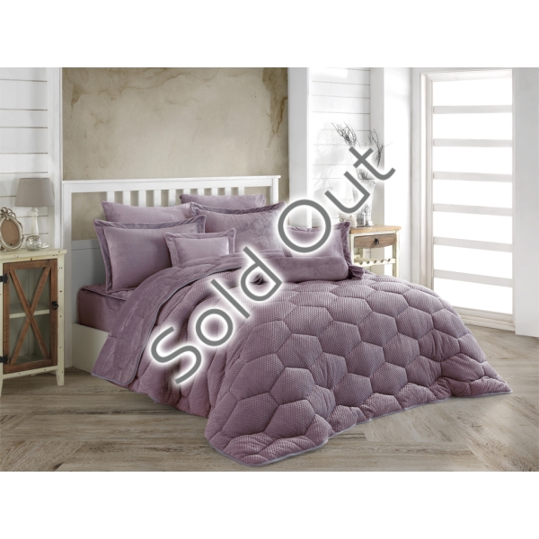 Hexa Sherpa Double Bedspread 260 x 240 cm ( 300 GSM ) - Purple