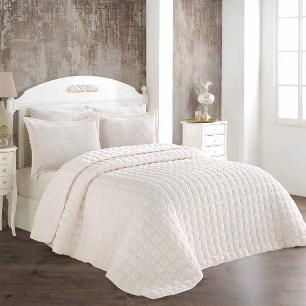 3 Pieces Winter Boss Soft Double Bedspread Set 230 x 260 cm - Off White