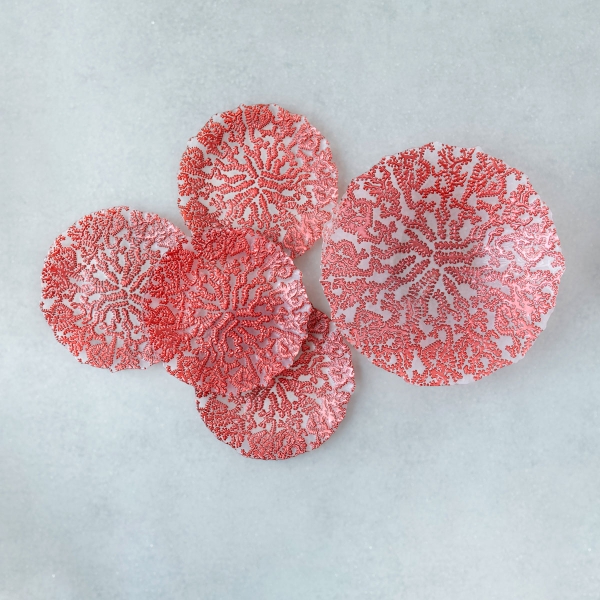 5 Pieces Coral Decorative Fruit Bowl Set - Red