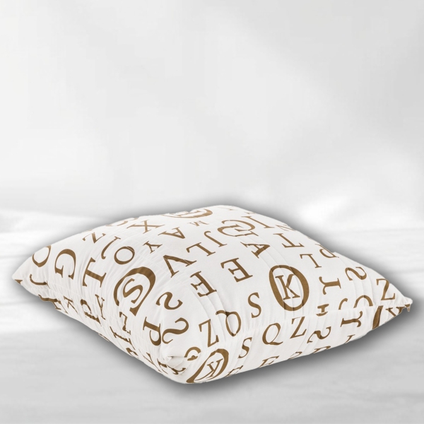 Alphabet Quilted Floor Cushion 70 x 70 Cm ( 1600 Gr ) - White / Brown