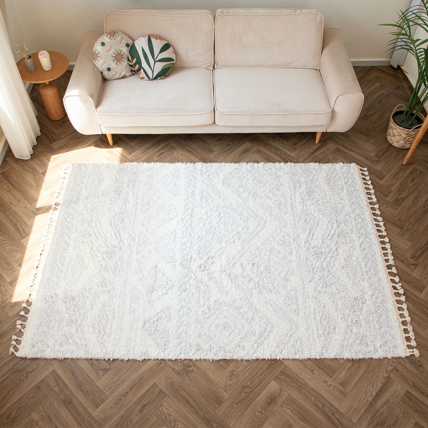 Bohemian Duffy 160 x 230 Cm Zymta Winter Carpet - Off White / Grey