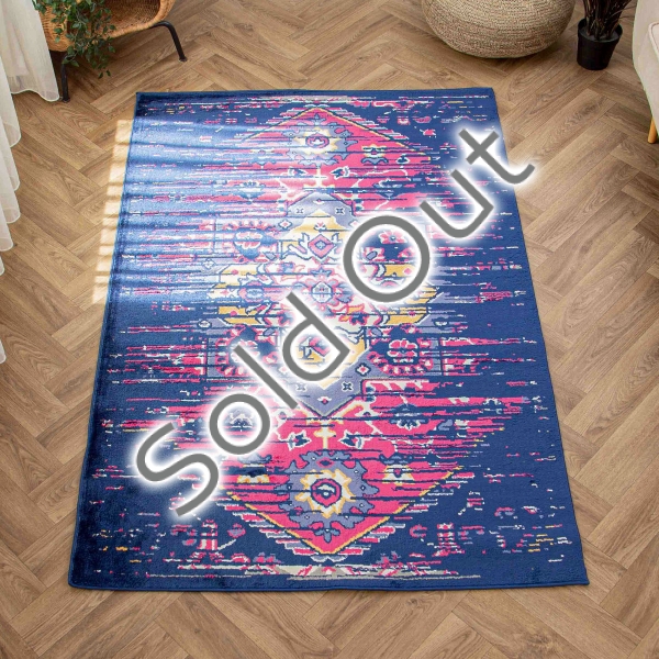 Amsterdam Dunka 120 x 180 Cm Zymta Winter Carpet - Navy Blue / Dark Pink / Purple