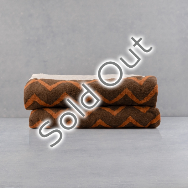 Zigzag Double Blanket 180 x 220 cm - Off White / Brown / Dark Orange