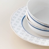 53 Pieces Olympos Bone Dinner Set - White / Navy Blue