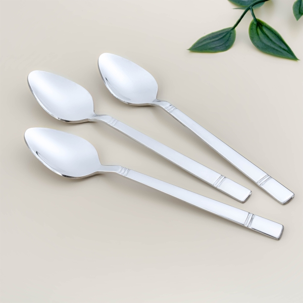 12 Pieces Bosporus Tea Spoon Set 2 mm - Silver