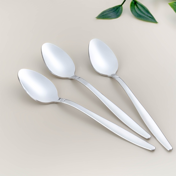 12 Pieces Pera Tea Spoon Set 2 mm - Silver