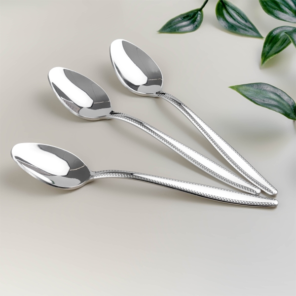 12 Pieces Sapphire Tea Spoon Set 2 mm - Silver