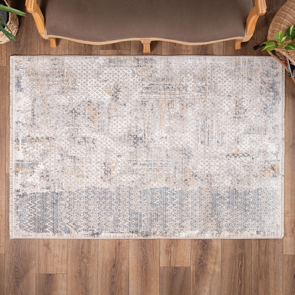 Tokyo Mottled 80 x 100 cm Zymta Winter Carpet - Dark Beige / Ecru / Grey / Light Orange