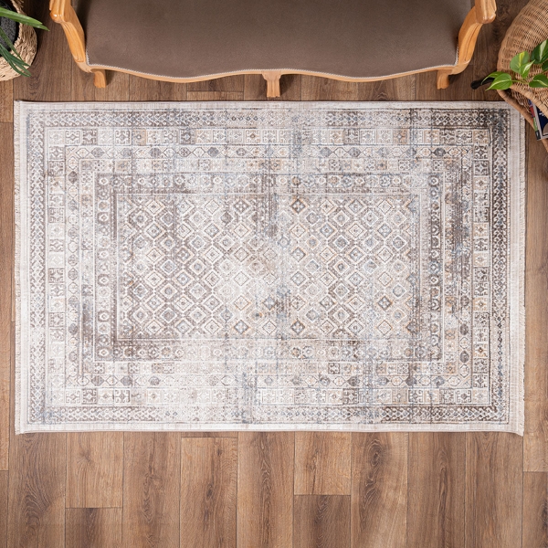 Tokyo Aztec 160 x 240 cm Zymta Winter Carpet - Ecru / Brown / Beige / Grey