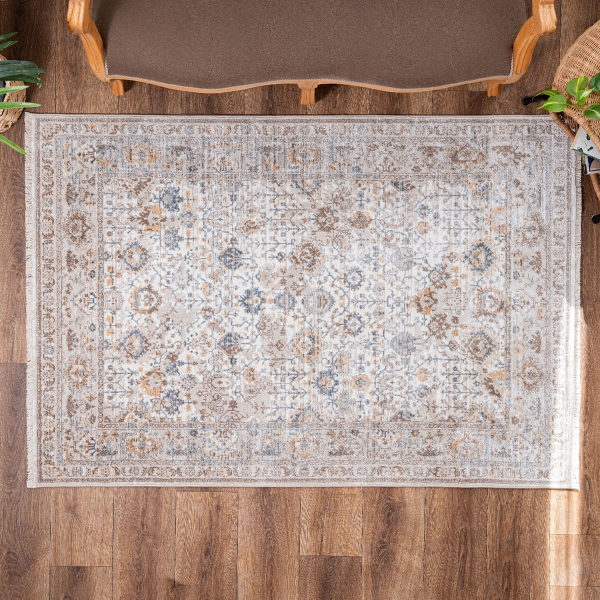 Tokyo Liva 160 x 240 cm Zymta Winter Carpet - Dark Beige / Ecru / Grey / Brown