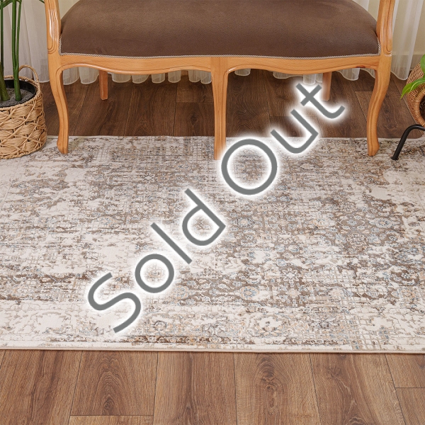 Tokyo Daisy 80 x 300 cm Zymta Winter Carpet - Ecru / Brown / Beige / Grey