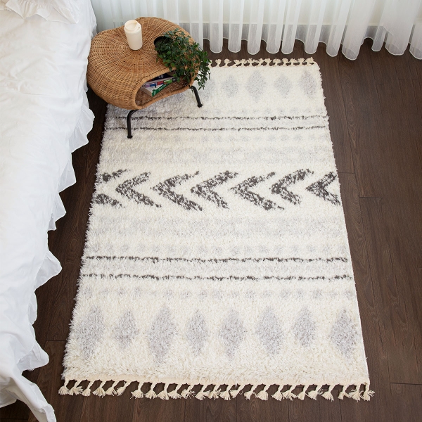 Bohemian Azteca 80 x 150 cm Zymta Winter Carpet - Off White / Dark Grey / Grey