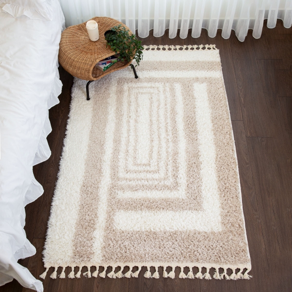 Bohemian Cadrey 120 x 180 cm Zymta Winter Carpet - Off White / Light Beige