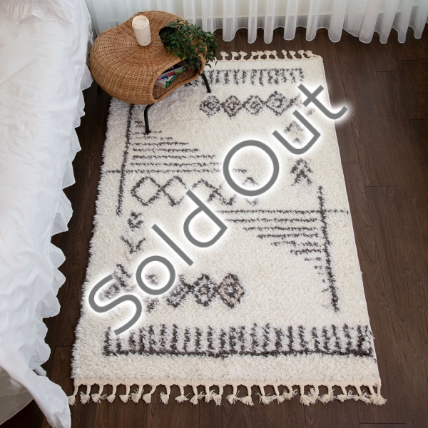 Bohemian Dota 80 x 150 cm Zymta Winter Carpet - Off White / Dark Grey / Light Grey / Light Beige