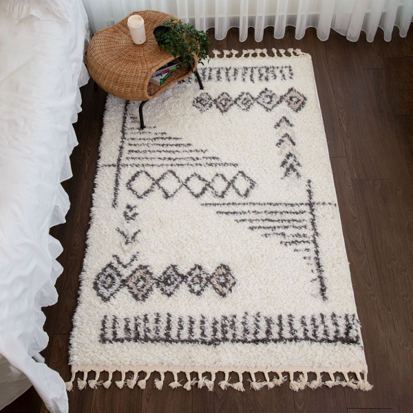 Bohemian Dota 120 x 180 cm Zymta Winter Carpet - Off White / Dark Grey / Light Grey / Light Beige