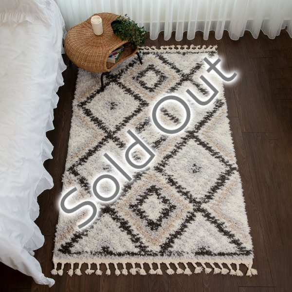 Bohemian Lozzi 80 x 150 cm Zymta Winter Carpet - Dark Grey / Off White / Light Grey / Light Beige