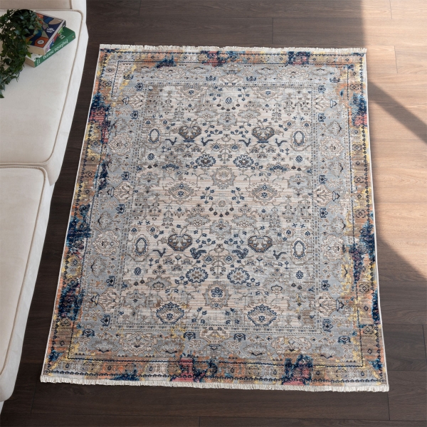 Rome Frost 300 x 400 cm Zymta Winter Carpet - Grey / Navy Blue / Yellow / Light Brown