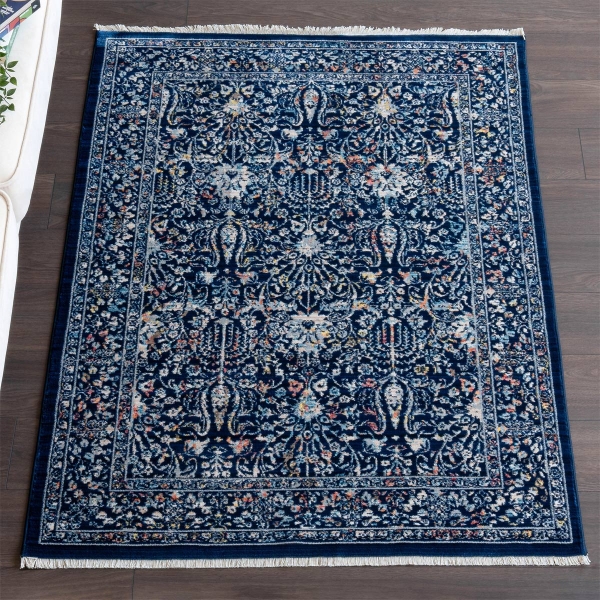 Rome North Pole 120 x 180 cm Zymta Winter Carpet - Navy Blue / Light Beige / Blue / Salmon