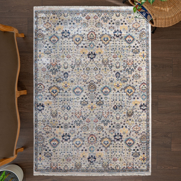 Rome Nima 300 x 400 cm Zymta Winter Carpet - Light Beige / Navy Blue / Light Brown / Yellow