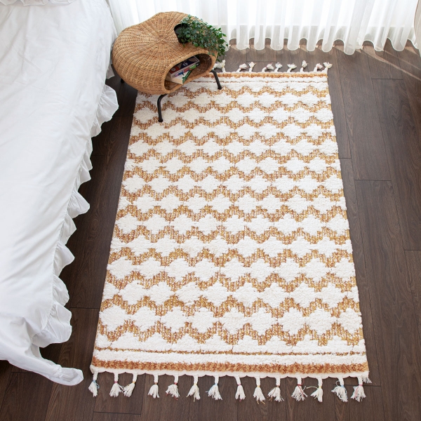 Barcelona Nelly 80 x 150 cm Zymta Winter Carpet - Cream / Yellow