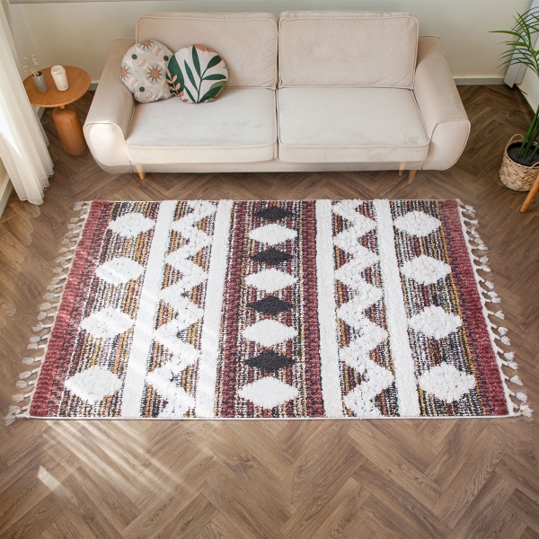 Barcelona Redento 80 x 150 cm Zymta Winter Carpet - Cherry / Cream