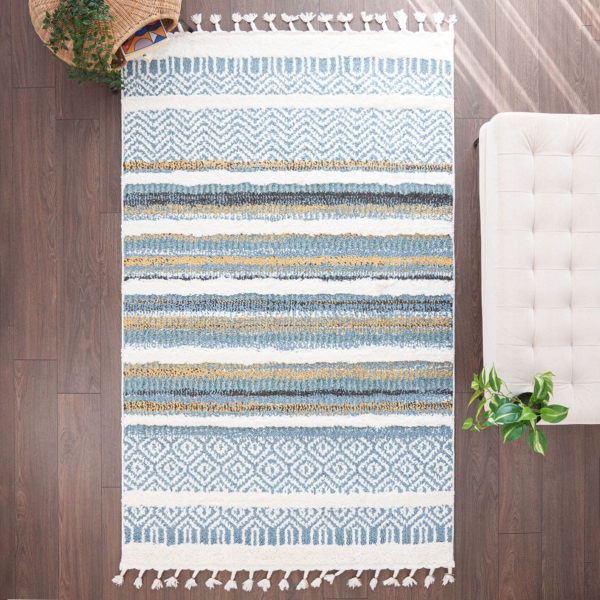 Barcelona Pinata 150 x 230 cm Zymta Winter Carpet - Blue / Cream