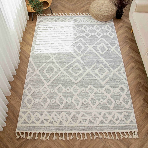 Katy Vanda 150 x 230 cm Zymta Winter Carpet - Cream / Grey