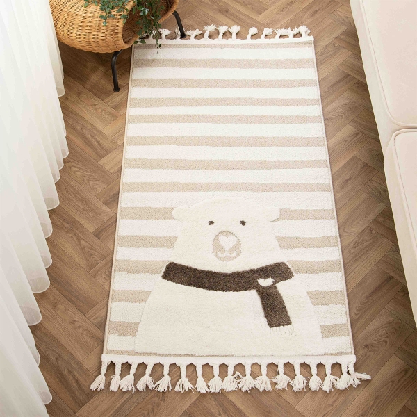 Katy Bear 80 x 150 cm Zymta Winter Carpet - Cream / Beige