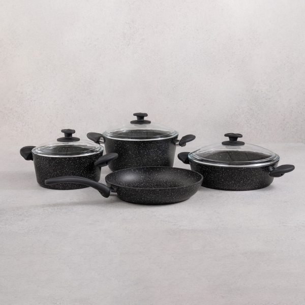 7 Pieces Wilma Cookware Set - Black