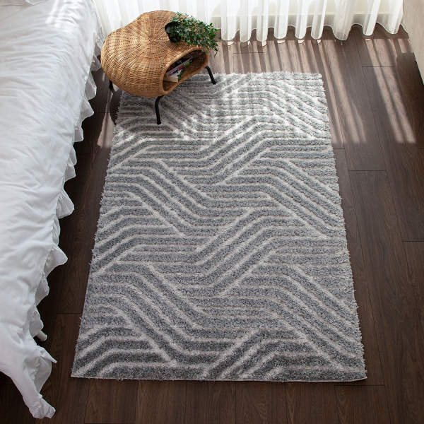 Bella Maze 120 x 180 cm Zymta Winter Carpet - Dark Grey / Light Grey