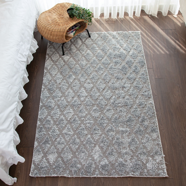 Bella Lozitta 80 x 150 cm Zymta Winter Carpet - Stone / Dark Grey