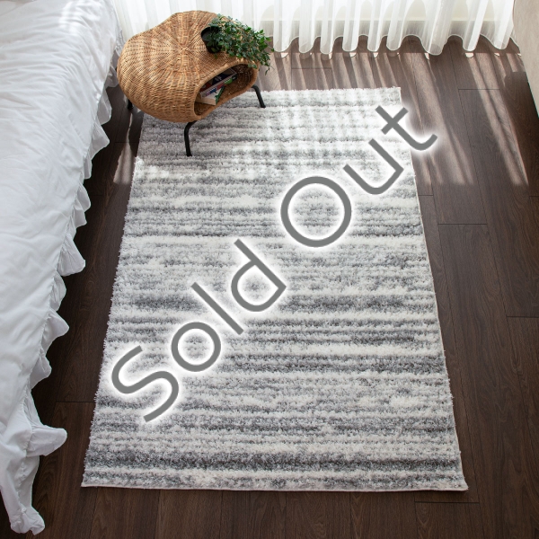 Bella Bold Stripes 120 x 180 cm Zymta Winter Carpet - Grey / Cream / Light Grey