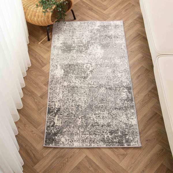 Eco Naru 80 x 150 cm Zymta Winter Carpet - Dark Grey / Grey / Ecru