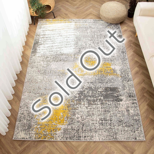 Eco Naru 80 x 300 cm Zymta Winter Carpet - Mustard / Grey / Ecru