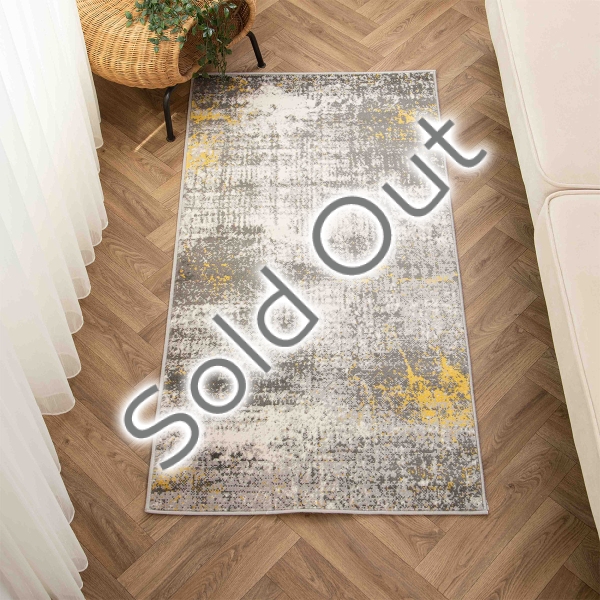 Eco Festiva 80 x 300 cm Zymta Winter Carpet - Mustard / Dark Grey / Ecru / Grey