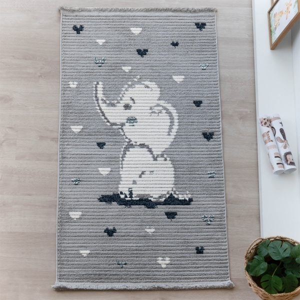 Comfy Dumbo 80 x 150 cm Zymta Winter Carpet - Grey / Off White / Green / Navy Blue