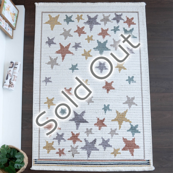 Comfy Stars 160 x 230 cm Zymta Winter Carpet - Dark yellow / Off White / Green / Brown