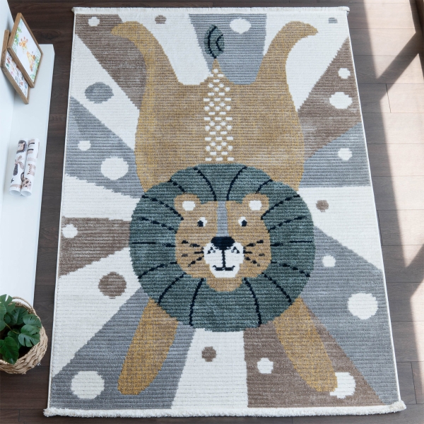 Comfy Lion 80 x 150 cm Zymta Winter Carpet - Dark Yellow / Off White / Light Brown / Grey