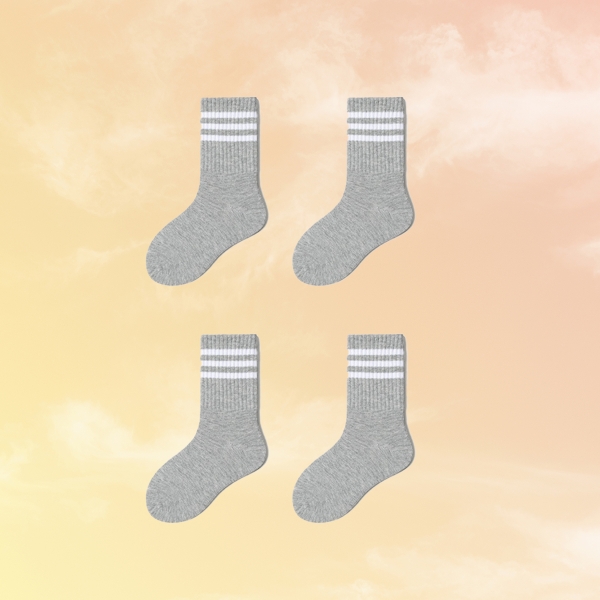 4 Pairs Striped Seasonal Children Socks 3 - 4 Years - Grey