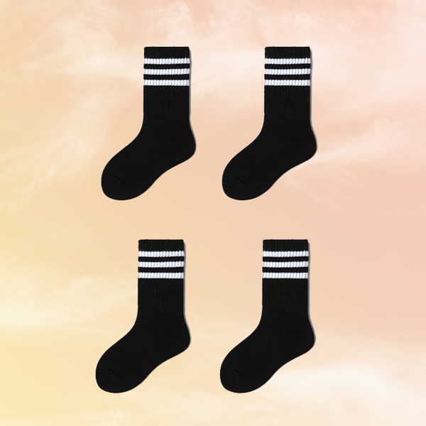 4 Pairs Striped Seasonal Children Socks 3 - 4 Years - Black