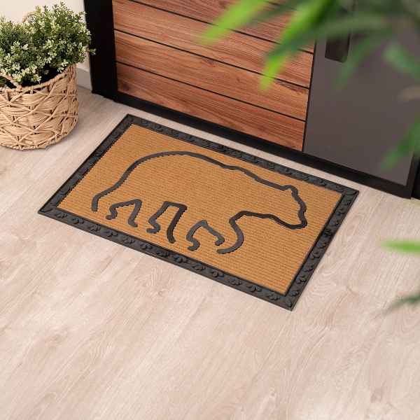 Bear Zymta Border Doormat 45 x 75 cm - Brown / Black