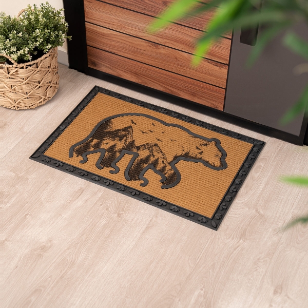 Grizzly Bear Zymta Border Doormat 45 x 75 cm - Brown / Black