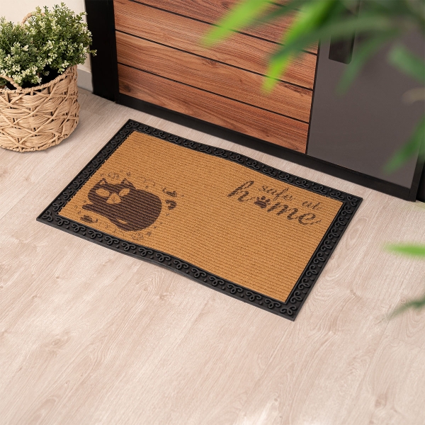 Safe At Home Zymta Border Doormat 45 x 75 cm - Brown / Black