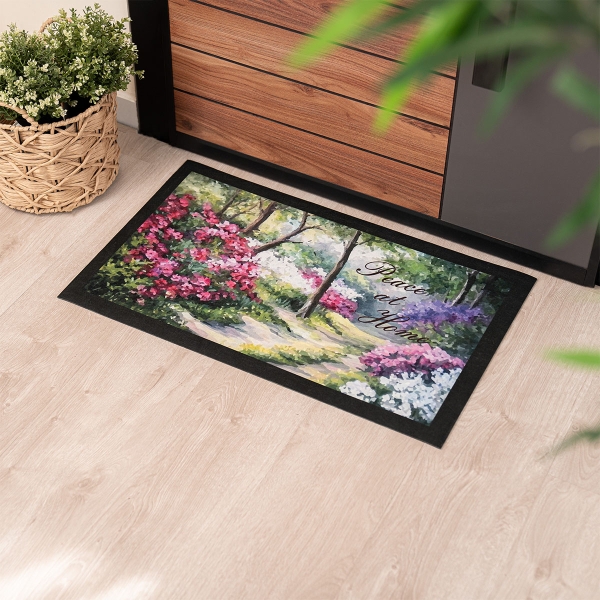 Peace At Home Zymta Printed Doormat 45 x 75 cm - Green / Dark Pink / Purple / White