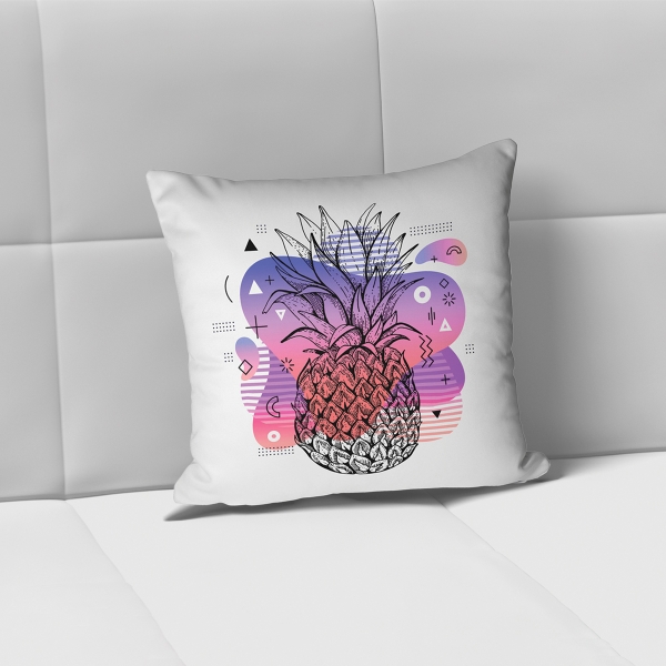 Cover Cushion Printed Pineapple 43 x 43 Cm - Purple / White