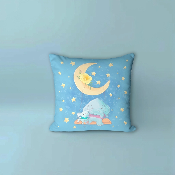 Cover Cushion Printed Dumbo 43 x 43 Cm - Blue / Tile / Yellow